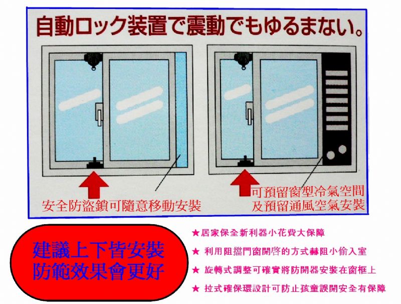 尋寶新天地*[日本進口]鋁門窗落地窗氣密窗兒童安全鎖防墜鎖防墜器防盜鎖防盜器-確保環型(大)*大樓公寓小朋友兒童誤開窗戶防墜樓.居家防竊賊小偷色狼侵.可預留窗型冷氣機安裝及通風空間.免鑰匙免工具免破壞 - 20111202165504-818276861.jpg(圖)