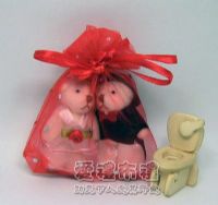 婚禮小物，大紅色鑽點紗袋8x10cm @1包20個@1個2元_圖片(1)