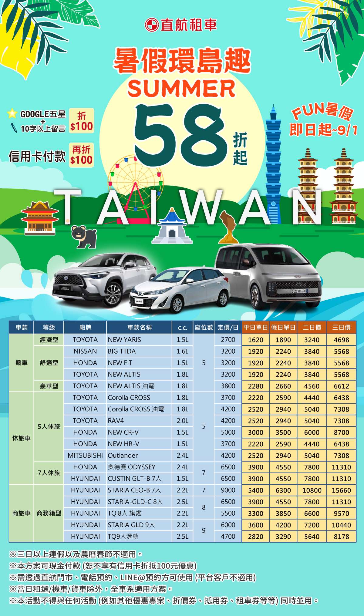 直航租車-台北承德店【繽紛夏日-串遊台灣】 - 20240610164654-10649350.jpg(圖)