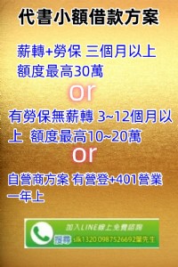 代書/薪轉+勞保/借款專案  小額低利借款_圖片(1)